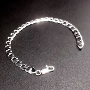 925 Sterling Silver Cuban Bracelet 8in. x 6mm. Mens Birthday Anniversary Gift